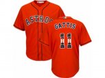 Houston Astros #11 Evan Gattis Authentic Orange Team Logo Fashion Cool Base MLB Jersey