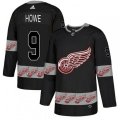 Detroit Red Wings #9 Gordie Howe Authentic Black Team Logo Fashion NHL Jersey