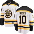 Boston Bruins #10 Anders Bjork Authentic White Away Fanatics Branded Breakaway NHL Jersey