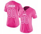 Women Cleveland Browns #30 D'Ernest Johnson Limited Pink Rush Fashion Football Jersey