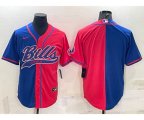 Buffalo Bills Blank Royal Red Split With Patch Cool Base Stitched Baseball Jersey