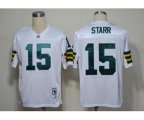 Green Bay Packers #15 Bart Starr White Short-Sleeved Throwback Jersey