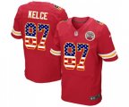 Kansas City Chiefs #87 Travis Kelce Elite Red Home USA Flag Fashion Football Jersey