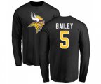Minnesota Vikings #5 Dan Bailey Black Name & Number Logo Long Sleeve T-Shirt