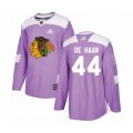 Chicago Blackhawks #44 Calvin De Haan Authentic Purple Fights Cancer Practice Hockey Jersey