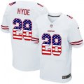 San Francisco 49ers #28 Carlos Hyde Elite White Road USA Flag Fashion NFL Jersey