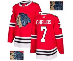 Chicago Blackhawks #7 Chris Chelios Authentic Red Fashion Gold NHL Jersey