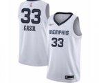 Memphis Grizzlies #33 Marc Gasol Swingman White Finished Basketball Jersey - Association Edition