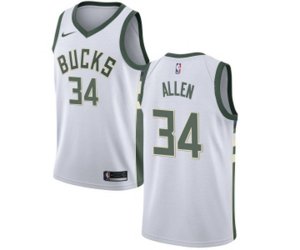 Milwaukee Bucks #34 Ray Allen Authentic White Home Basketball Jersey - Association Edition