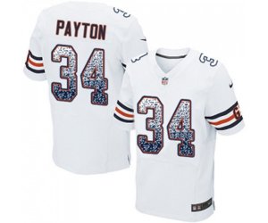 Chicago Bears #34 Walter Payton Elite White Road Drift Fashion Football Jersey
