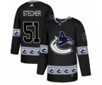 Vancouver Canucks #51 Troy Stecher Authentic Black Team Logo Fashion NHL Jersey