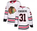 Chicago Blackhawks #31 Anton Forsberg Authentic White Away NHL Jersey