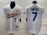 Los Angeles Dodgers #7 Julio Urias Rainbow Blue White Mexico Cool Base Nike Jersey