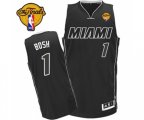 Miami Heat #1 Chris Bosh Authentic Black White Finals Patch Basketball Jersey