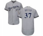 Milwaukee Brewers Adrian Houser Grey Road Flex Base Authentic Collection Baseball Player Jersey