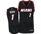 Miami Heat #1 Chris Bosh Authentic Black Crazy Light Basketball Jersey