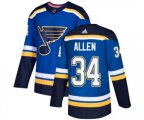 Adidas St. Louis Blues #34 Jake Allen Authentic Royal Blue Home NHL Jersey