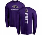 Baltimore Ravens #34 Anthony Averett Purple Backer Long Sleeve T-Shirt