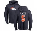 Denver Broncos #5 Joe Flacco Navy Blue Name & Number Logo Pullover Hoodie