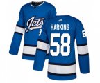 Winnipeg Jets #58 Jansen Harkins Premier Blue Alternate NHL Jersey