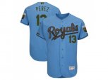 Kansas City Royals #13 Salvador Perez Light Blue Flexbase Authentic Collection 2018 Memorial Day Stitched MLB Jersey
