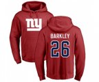 New York Giants #26 Saquon Barkley Red Name & Number Logo Pullover Hoodie