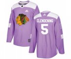 Chicago Blackhawks #5 Adam Clendening Authentic Purple Fights Cancer Practice NHL Jersey