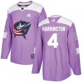 Columbus Blue Jackets #4 Scott Harrington Authentic Purple Fights Cancer Practice NHL Jersey
