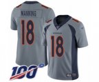 Denver Broncos #18 Peyton Manning Limited Silver Inverted Legend 100th Season Football Jersey