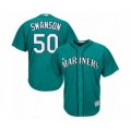 Seattle Mariners #50 Erik Swanson Authentic Teal Green Alternate Cool Base Baseball Player Jersey