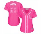 Women's Los Angeles Dodgers #23 Kirk Gibson Authentic Pink Fashion Cool Base Baseball Jersey