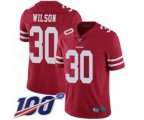 San Francisco 49ers #30 Jeff Wilson Red Team Color Vapor Untouchable Limited Player 100th Season Football Jersey