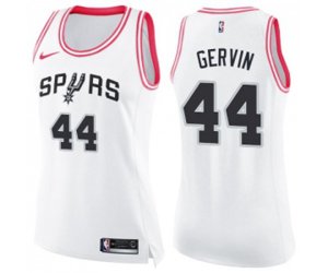 Women\'s San Antonio Spurs #44 George Gervin Swingman White Pink Fashion Basketball Jersey