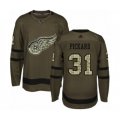 Detroit Red Wings #31 Calvin Pickard Authentic Green Salute to Service Hockey Jersey