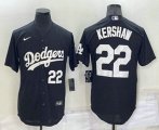 Los Angeles Dodgers #22 Clayton Kershaw Number Black Turn Back The Clock Stitched Cool Base Jersey