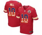 Kansas City Chiefs #10 Tyreek Hill Elite Red Home USA Flag Fashion Football Jersey