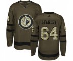 Winnipeg Jets #64 Logan Stanley Premier Green Salute to Service NHL Jersey