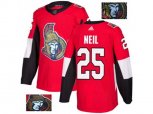 Adidas Ottawa Senators #25 Chris Neil Red Home Authentic Fashion Gold Stitched NHL Jersey