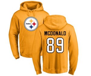 Pittsburgh Steelers #89 Vance McDonald Gold Name & Number Logo Pullover Hoodie