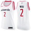 Women's Washington Wizards #2 John Wall Swingman White Pink Fashion NBA Jersey