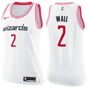 Women\'s Washington Wizards #2 John Wall Swingman White Pink Fashion NBA Jersey