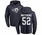 Los Angeles Rams #52 Clay Matthews Navy Blue Name & Number Logo Pullover Hoodie
