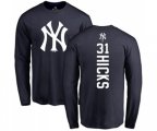 MLB Nike New York Yankees #31 Aaron Hicks Navy Blue Backer Long Sleeve T-Shirt