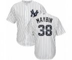 New York Yankees #38 Cameron Maybin Authentic White Team Logo Fashion Baseball Jersey