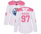 Women Edmonton Oilers #97 Connor McDavid Authentic White Pink Fashion NHL Jersey