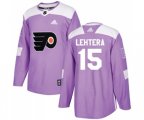 Adidas Philadelphia Flyers #15 Jori Lehtera Authentic Purple Fights Cancer Practice NHL Jersey