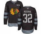Chicago Blackhawks #32 Michal Rozsival Authentic Black 1917-2017 100th Anniversary NHL Jersey