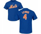 New York Mets #4 Jed Lowrie Royal Blue Name & Number T-Shirt