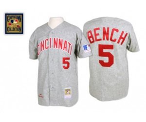 Cincinnati Reds #5 Johnny Bench Authentic Grey 1969 Throwback Baseball Jersey
