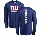 New York Giants #10 Eli Manning Royal Blue Backer Long Sleeve T-Shirt